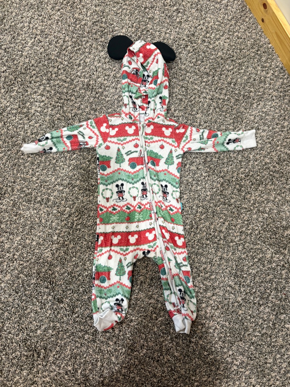 Posh Peanut Red Green White Mickey Holiday One-Piece Footie